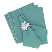 Fennco Styles Maxson Soild Shimmering Border Design Cotton Cloth Napkin Sea Green, 20x20 Napkin-Set of 4