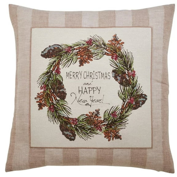 Fennco Styles Merry Christmas and Happy New Year Vintage Table Runner 13 x 72 Inch - Natural Table Cover for Home DÃ©cor, Banquets, Holiday Gathering and Special Events