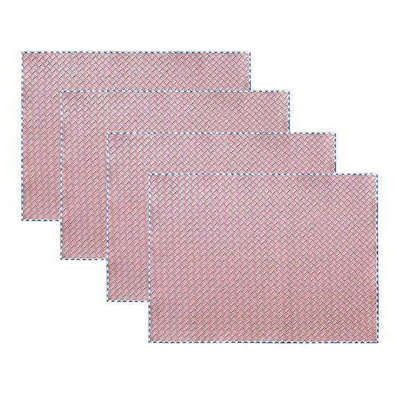 Fennco Styles Modern Basket Weave Placemats 13"W x 18"L, Set of 4 - Pink Woven Table Mats Heat Resistant Insulation Anti-Slip for Home, Boho Décor, Dining Table, Banquets and Special Events