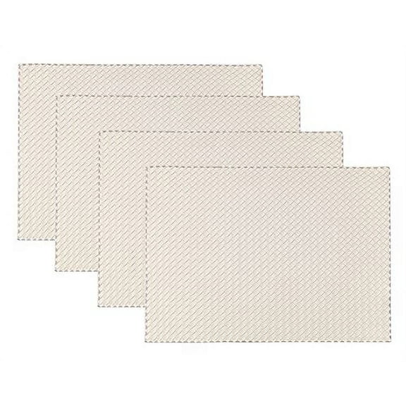 Fennco Styles Modern Basket Weave Placemats 13" W x 18" L, Set of 4 - White Woven Table Mats Heat Resistant Insulation Anti-Slip for Home, Boho Décor, Dining Table, Banquets and Special Events