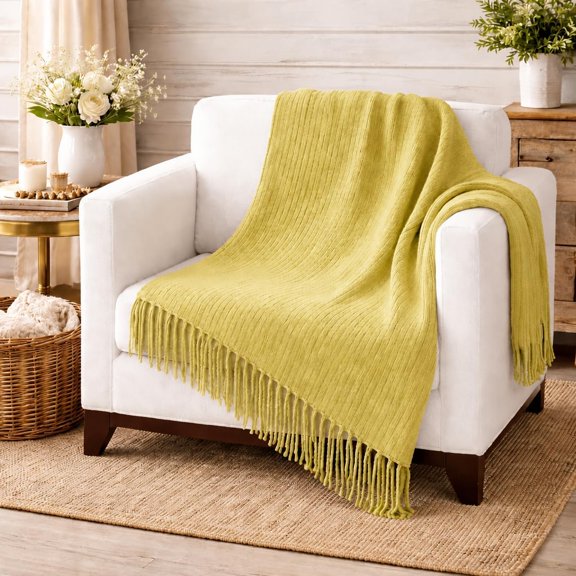 Fennco Styles Modern Blue Waffle Knit Throw, 50" x 60"