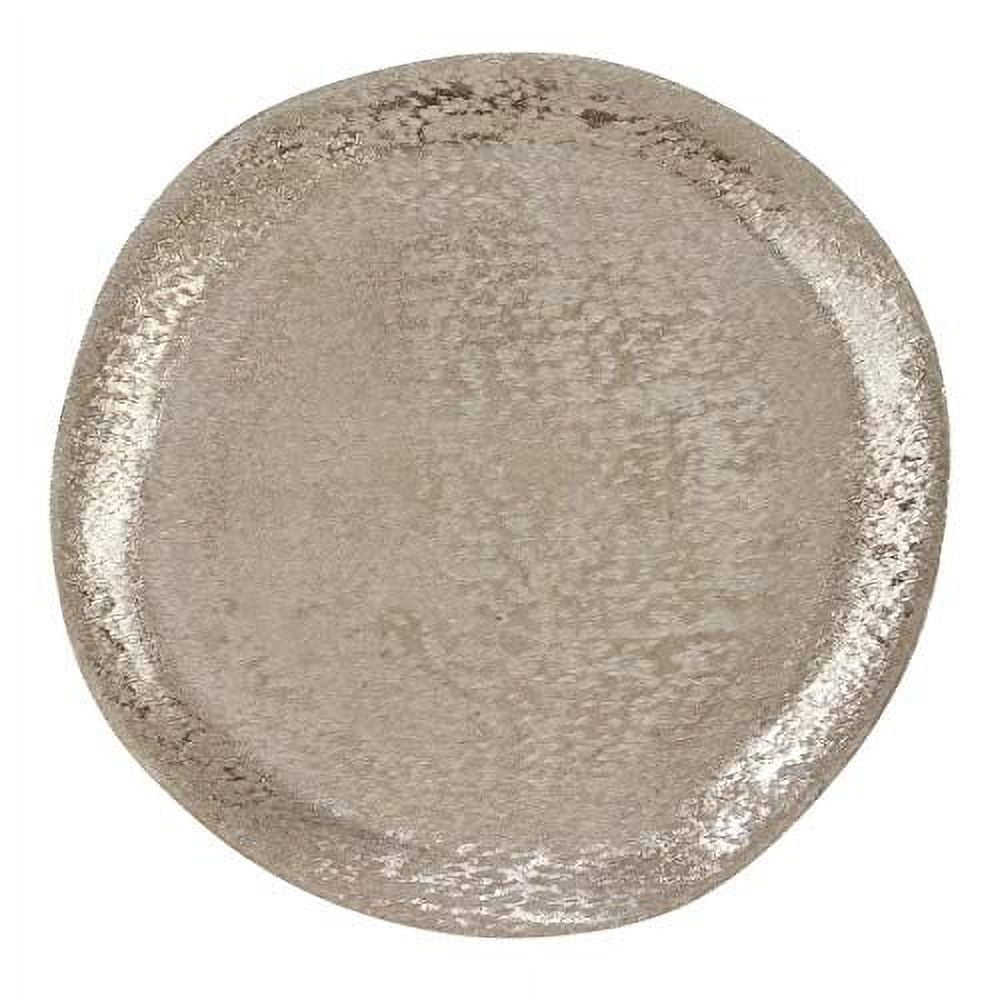 Handcrafted Silver Aluminum 13" Charger Plates with Brushed Design, Set of 4