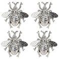thumbnail image 1 of Fennco Styles Modern Bumblebee Metal Napkin Rings, Set of 4 – Silver Napkin Rings for Home Décor, Dining Table, Family Gathering, Themed Party, Banquet and Special Occasion, 1 of 2