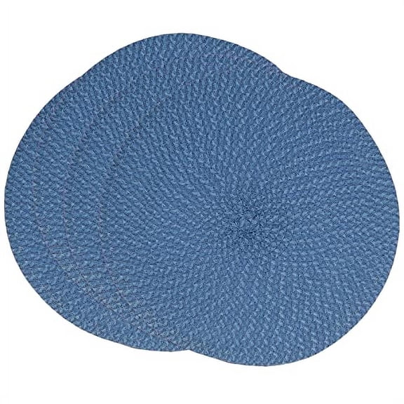 Fennco Styles Modern Everyday Textured Placemats 15 Inches Round, Set of 4 – Navy Blue Woven Table Mats for Home, Dining Room Décor, Banquets, Indoor & Outdoor and Special Events
