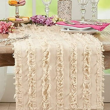 Fennco Styles Modern Fringe Stripe Cotton Table Runner 15&quot;W x 72&quot;L - Mustard Rectangular Table Cover for Home Décor, Dining Table, Banquet, Everyday Use and Special Occasion