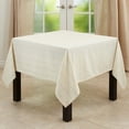 thumbnail image 1 of Fennco Styles Modern Stitched Line Tablecloth 70" W x 70" L - White Woven Table Cover for Home Décor, Dining Table, Banquet, Family Gathering, Holiday and Special Occasion, 1 of 4