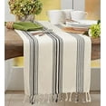 thumbnail image 1 of Fennco Styles Modern Stripe Textured Fringe Table Runner 16" W x 72" L - Black Woven Table Cover for Home Décor, Dining Table, Banquet, Family Gathering and Special Occasion, 1 of 1