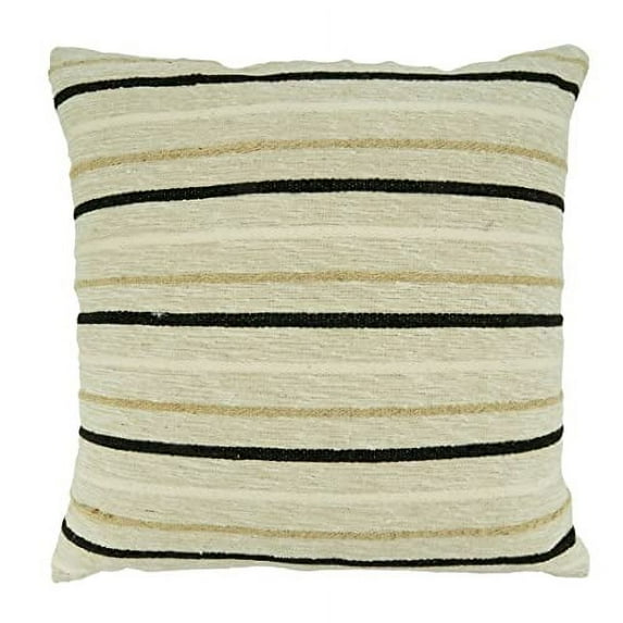 Fennco Styles Modern Striped Cotton Decorative Throw Pillow Cover 20" W x 20" L - Black & White Textured Cushion Case for Home, Couch, Bedroom, Living Room and Office Décor