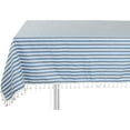 thumbnail image 1 of Fennco Styles Modern Striped Tassel Cotton Blend 55 x 55 Inch Tablecloth - French Blue Table Cover for Banquets, Holiday, Special Events, Outdoor and Home Décor, 1 of 4