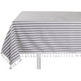 thumbnail image 1 of Fennco Styles Modern Striped Tassel Cotton Blend 55 x 55 Inch Tablecloth - Gray Table Cover for Banquets, Holiday, Special Events, Outdoor and Home Décor, 1 of 4