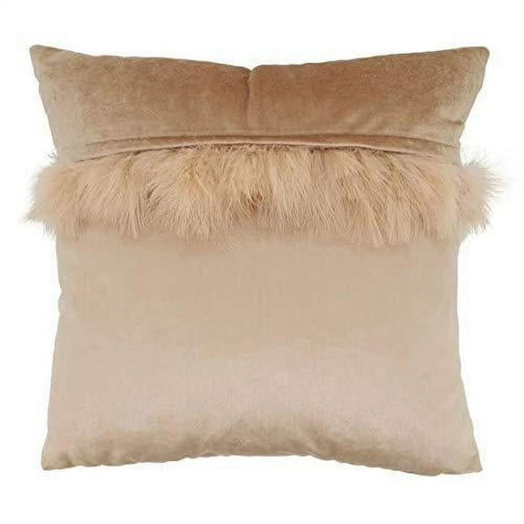 Fennco Styles Modern Velvet with Faux Fur Design Decorative Throw Pillow