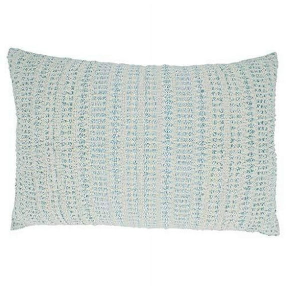 Fennco Styles Modern Woven Line Decorative Lumbar Throw Pillow 16" W x 24" L - Aqua Cushion for Home, Couch, Living Room, Bedroom and Office Décor