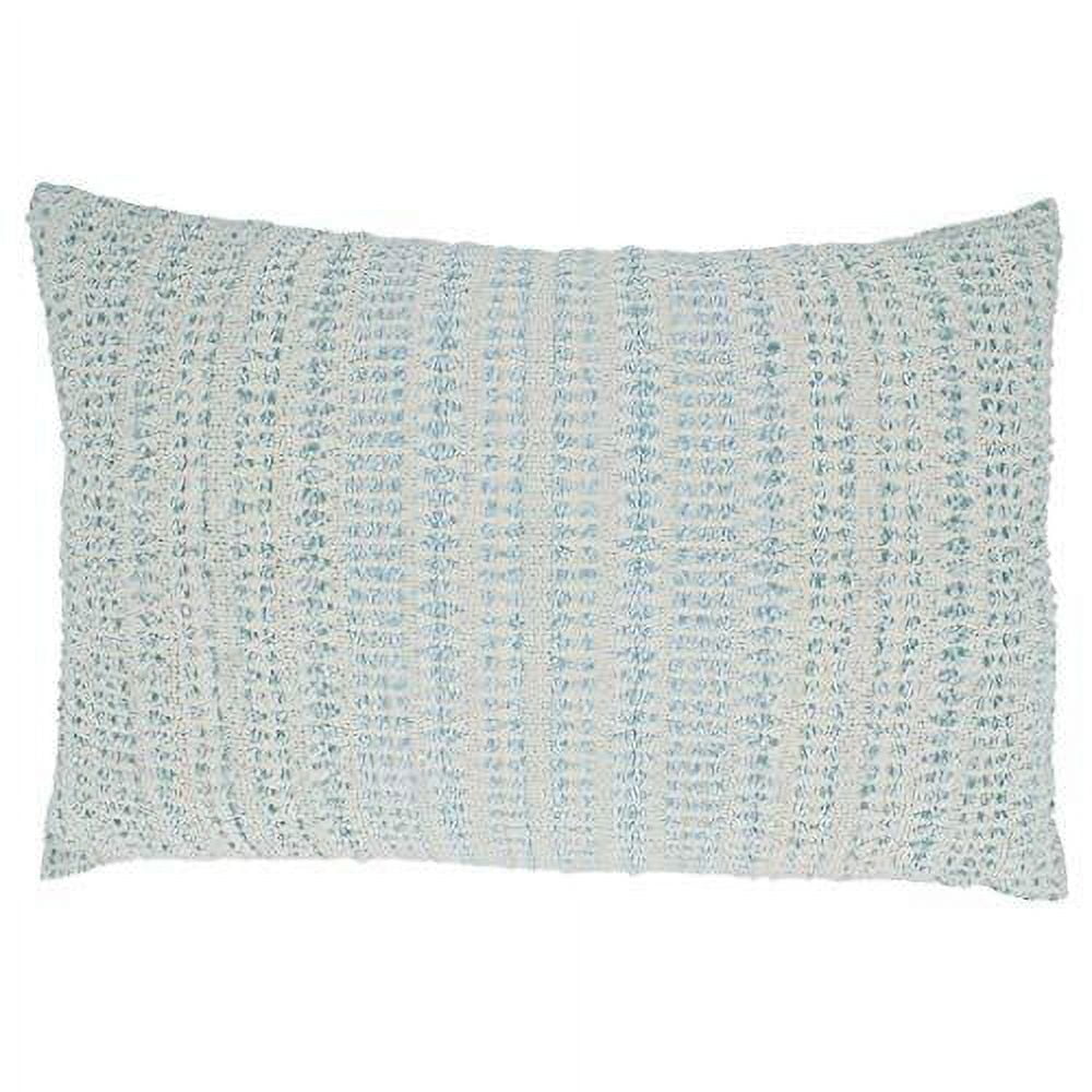 Aqua Woven Line Cotton Blend Lumbar Throw Pillow 16"x24"