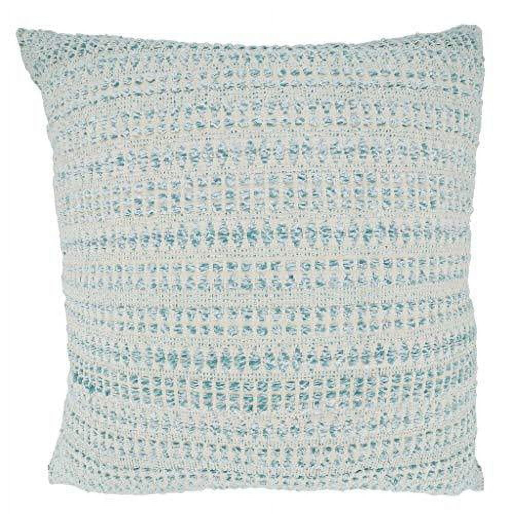 Chic Aqua Woven Line 22"x22" Cotton-Polyester Throw Pillow Cover