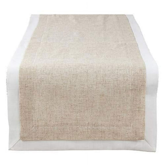 Fennco Styles Moldura Collection Classic Double Layer Linen Blend 18 x 72 Inch Table Runner – Natural Table Runner for Banquets, Wedding, Special Events and Home Décor