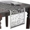 thumbnail image 1 of Fennco Styles Mondrian Embroidered Geometric Design Rectangular Table Runner (Silver, 16"x90"), 1 of 2