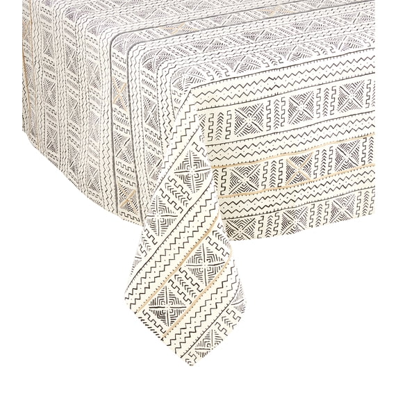 Fennco Styles Mud Cloth Design 100% Cotton Placemats 14 x 20 Inch, Set of 4 - White Multi Table Mats for Home Décor, Banquets and Special Occasion
