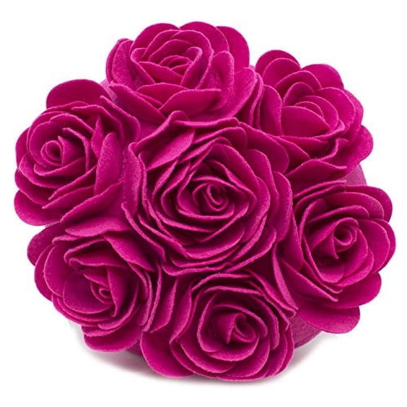 Fennco Styles Multi Rose Motifs Felt 15-inch Round Decorative Throw Pillow (Fuchsia, Case + Insert)