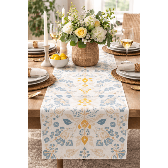 Fennco Styles Multicolor Floral Design Everyday Table Runner 13" W x 71" L - Botanical Floral Prints Reversible Table Cover for Home Décor, Dining Table, Banquet, Holiday, Family Gatherings