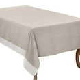 thumbnail image 1 of Fennco Styles Natural and White Two Tone Banded Border Tablecloth 67 x 120 Inch - Classic Table Cover for Everyday Use, Banquets, Family Gathering and Special Events, 1 of 4