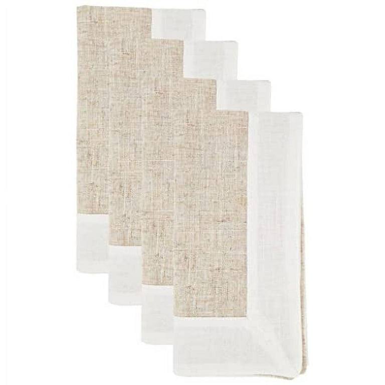 Cloth Napkins Set of 6,Ivory Linen Cotton, Washable,Reusable Napkins 20 x  20, Soft, Durable Napkins for Everyday Use