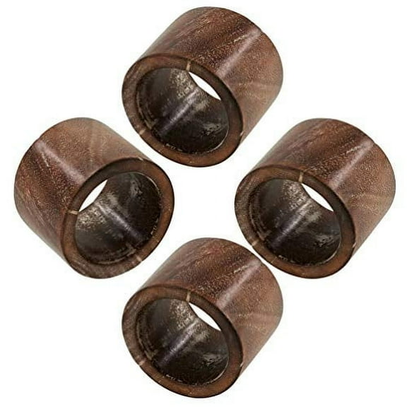 Fennco Styles Natural Wood Design Napkin Rings, Set of 4 - Brown Decorative Napkin Holders for Home, Dining Room, Banquet, Family Gathering, Holiday and Special Occasion