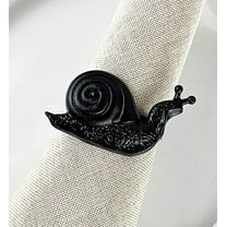 Fennco Styles Nature's Touch Snail Metal Napkin Rings, Set of 4 – Black Napkin Holders for Family Dinner, Themed Party, Table Décor, Banquets, Holidays and Special Occasion