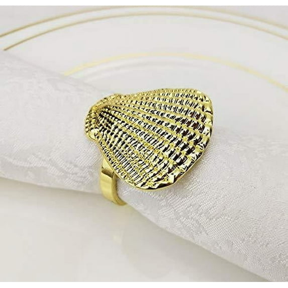 Fennco Styles Nautical Seashell Metal Napkin Rings, Set of 4