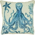 thumbnail image 1 of Fennco Styles Navy Blue Coastal Octopus Design Cotton Decorative Throw Pillow Cover 20" W x 20" L - Nautical Sea Animals Print Cushion Case for Couch, Sofa, Bedroom, Office and Living Room Décor, 1 of 4