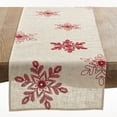 thumbnail image 1 of Fennco Styles Nivalis Collection Holiday Embroidered Snowflakes Table Runner 16x108 Inch Red, 1 of 2