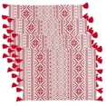 thumbnail image 1 of Fennco Styles Nordic Christmas Pattern Tassel Cotton Placemats 14 x 20 Inch, Set of 4 - Red Table Mats for Home, Holiday Décor, Family Gathering and Special Events, 1 of 4
