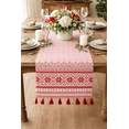 thumbnail image 1 of Fennco Styles Nordic Christmas Pattern Tassel Cotton Table Runner 16 x 72 Inch - Red Table Cover for Home, Holiday Décor, Family Gathering and Special Events, 1 of 5