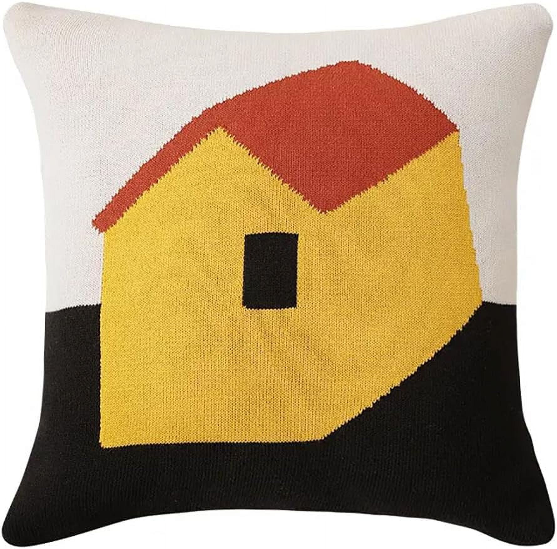 Whimsical House Design Multicolor Cotton Blend Pillow Cover
