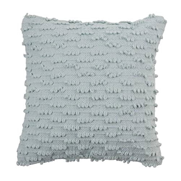 Fennco Styles Nubby Textured Design Cotton Down Filled Throw Pillow 20" W X 20" L - Aqua Decorative Pillow for Home, Couch, Bedroom, Living Room and Office Décor
