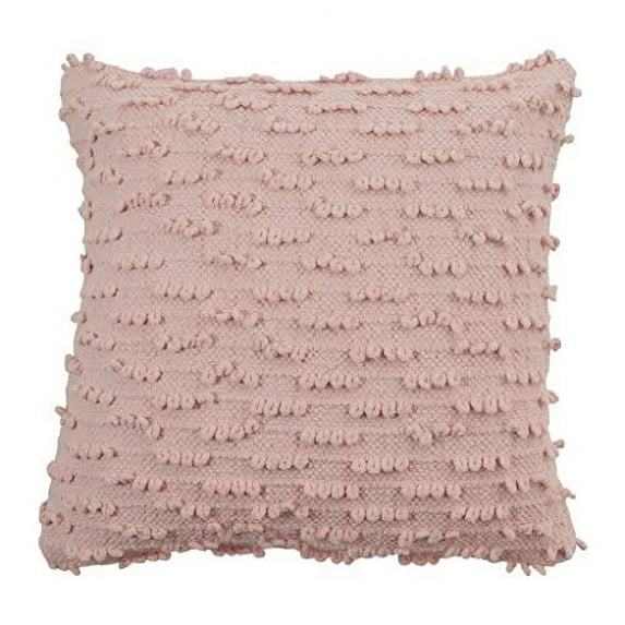 Fennco Styles Nubby Textured Design Cotton Down Filled Throw Pillow 20" W X 20" L - Rose Decorative Pillow for Home, Couch, Bedroom, Living Room and Office Décor