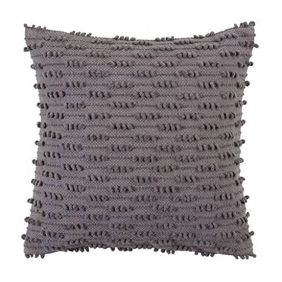 Fennco Styles Nubby Textured Design Cotton Down Filled Throw Pillow 20" W X 20" L - Slate Decorative Pillow for Home, Couch, Bedroom, Living Room and Office Décor