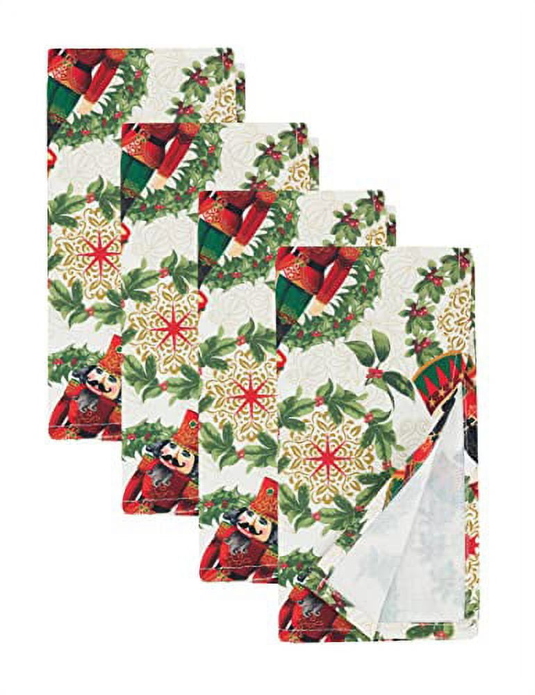 Nutcracker Design Red and Green Holiday Napkins Set of 4