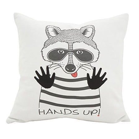 Fennco Styles Owl Patch Pirates Poly Filled Decortative Cotton Throw Pillow 16" Square