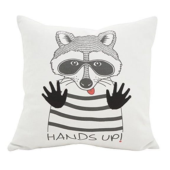 Fennco Styles Owl Patch Pirates Poly Filled Decortative Cotton Throw Pillow 16" Square