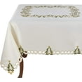 thumbnail image 1 of Fennco Styles Pandoro Collection Holiday Embroidered Christmas Tree Cutwork Border 67 x 67 Inch Tablecloth – Ivory Table Cloth for Christmas Dinner, Family Gathering, Special Events and Home Décor, 1 of 5