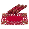 thumbnail image 1 of Fennco Styles Pandoro Collection Holiday Embroidered Christmas Tree Cutwork Placemats 14 x 20 Inch, Set of 4 – Red Table Mats for Christmas Dinner, Family Gathering, Special Events, 1 of 7