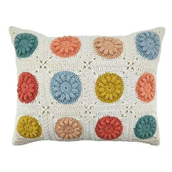 Fennco Styles Pastel Crochet Tiles 100% Pure Cotton 12" W x 16" L Decorative Throw Pillow