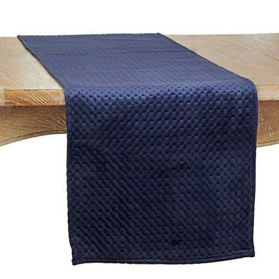 Fennco Styles Pinsonic Velvet Solid Color Table Runner 16" W x 72" L - Navy Blue Elegant Table Cover for Home, Dining Table Décor, Banquets, Family Gatherings and Special Occasions