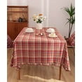 thumbnail image 1 of Fennco Styles Plaid Ruffled Border Cotton Woven Tablecloth 56" W x 71" L - Burgundy Tartan Table Cover for Banquets, Holiday, Special Events, Home, Dining Room Décor and Everyday Use, 1 of 4