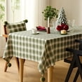 thumbnail image 1 of Fennco Styles Plaid Woven 100% Cotton Tablecloth with Pom Pom 56" W X 72" L - Green Table Cover for Winter Holiday Décor, Banquet, Family Gathering and Special Occasion, 1 of 6
