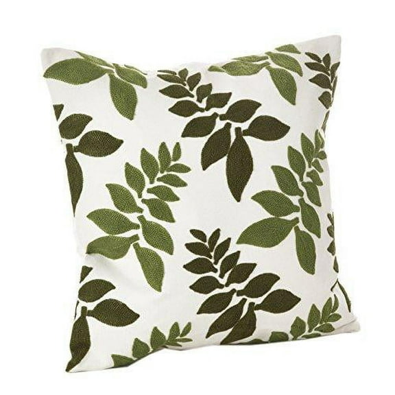 Fennco Styles Pollice Verde Collection Crewel Work 17 x 17 Inch Cotton Throw Pillow - Geometric Throw Pillow for Couch, Bedroom, Living Room Décor