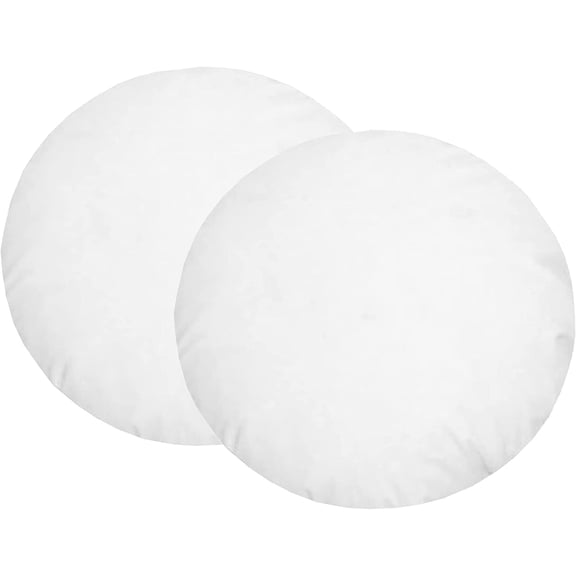 Fennco Styles Polyester Fiber White Pillow Insert - Made in USA (16"X16" Round, 2-Pack)