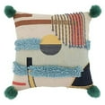 thumbnail image 1 of Fennco Styles Pom Pom Geometric Embroidered Cotton Decorative Throw Pillow - Multicolored  Cushion for Home, Couch, Living Room and Office Décor, 1 of 6