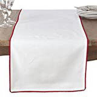 Fennco Styles Pompom Trim Design Cotton Table Runner 16"x72"