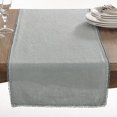 thumbnail image 1 of Fennco Styles Pomponin Collection Pom Pom Design 100% Linen Table Runner (Blue-Grey, 16"x72" Table Runner), 1 of 2